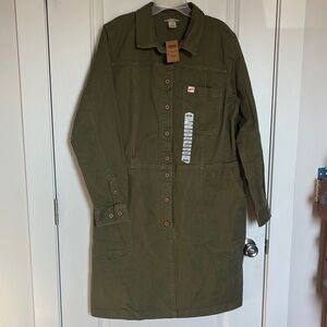 Duluth Trading Co Women’s Studio Makers Dress Olive Green NWT XL